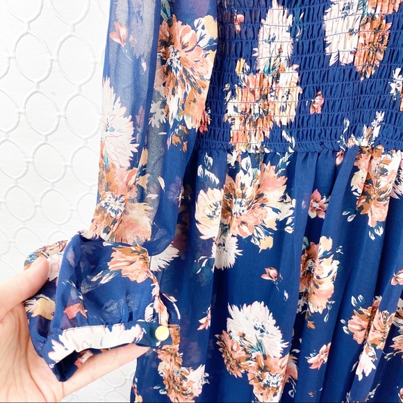 NWT As U Wish Blue Pink Floral Babydoll Dress Lagenlook Small - Picture 4 of 11